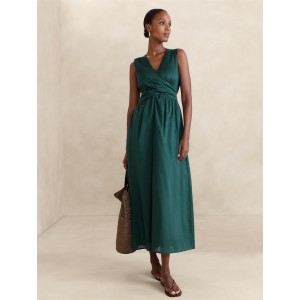 Voile Wrap-Waist Maxi Dress