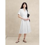 Linen-Blend Midi Shirtdress