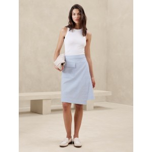 Linen-Blend Knee-Length Skirt