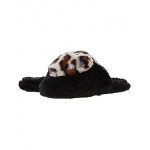 Novelty Sherpa Scuff Slipper Black/Leopard Heart