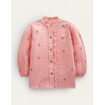 Double Cloth Embroidered Top - Dusty Pink Floral