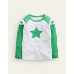 Long Sleeve Raglan T-shirt - White/Ming Green Star