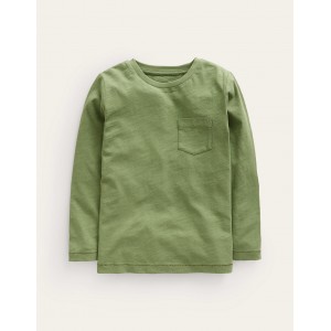 Long-sleeved Washed T-shirt - Safari Green