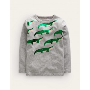 Foil printed T-shirt - Grey Marl Crocodile