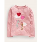 Applique Puff-Sleeve Top - Blush Pink Bunny