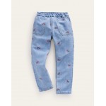Denim Pull-on Jean - Scattered Rainbow Embroidery