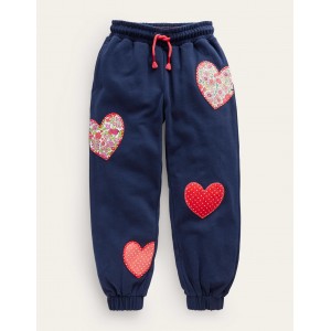Applique Joggers - French Navy Hearts