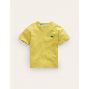 Embroidered Logo T-Shirt - Zest Yellow Dinosaur