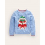 Novelty Logo Sweater - Pebble Blue Strawberry