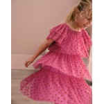 Tiered Tulle Dress - Strawberry Pink Hearts