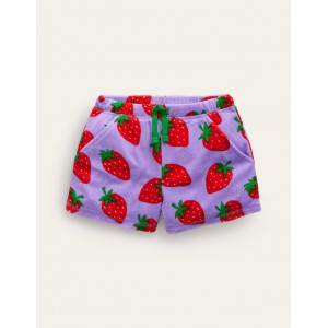 Printed Towelling Shorts - Parma Violet Strawberries
