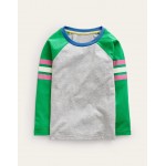 Colourblock Raglan T-shirt - Grey Marl/Sapling Green