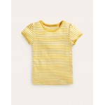 Short-sleeved Pointelle Top - Daffodil Yellow/Ivory