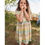 Short-sleeved Fun Jersey Dress - Multi Spring Stripe