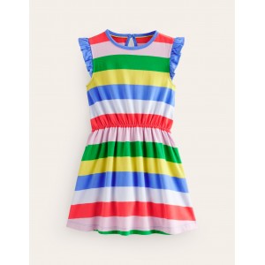 Frill Sleeve Jersey Dress - Multi Stripe