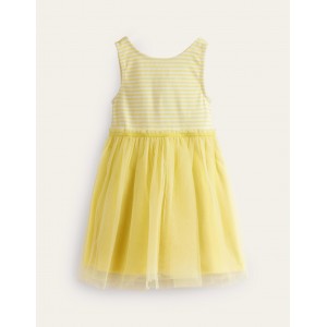 Jersey Tulle Mix Dress - Spring Yellow / Ivory Stripe