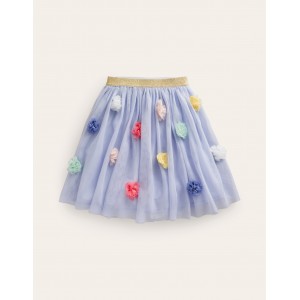 Pom Pom Tulle Midi Skirt - Provence Blue