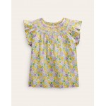 Woven Smocked Top - Yellow Spring Bloom