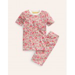 Snug Short John Pajamas - Pink Flowerbed