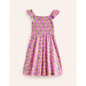 Shirred Jersey Dress - Pink Lemon Grove