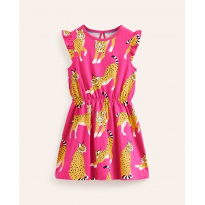 Frill Sleeve Jersey Dress - Pink Lynx