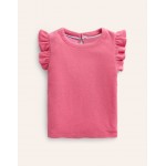 Frill Sleeve Towelling Top - Rose Pink