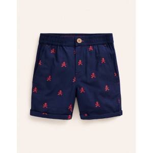 Holiday Shorts - College Navy Skull Embroidery