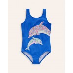 Fun Applique Swimsuit - Aqua Blue Dolphin