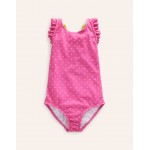 Corsage Strap Swimsuit - Strawberry Pink