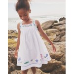 Embroidered Twirly Dress - Ivory Reef