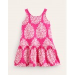 Strappy Drop Waist Dress - Pink Woodblock