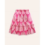 Printed Jersey Midi Skirt - Pink Woodblock