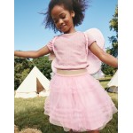 Short-sleeved Pointelle Top - French Pink Star Spot