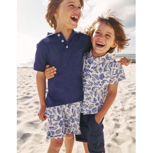 Cotton Linen Shirt - Sapphire Blue Seashore