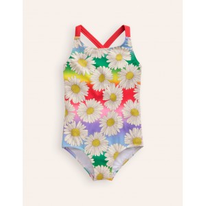Cross-back Printed Swimsuit - Multi Ombre Daisy