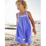 Embroidered Twirly Dress - Wisteria Blue Reef