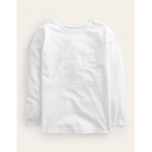 Long-sleeve Washed T-shirt - White