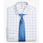 Stretch Madison Relaxed-Fit Dress Shirt, Non-Iron Poplin English Collar Double-Grid Check
