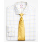 Stretch Madison Relaxed-Fit Dress Shirt, Non-Iron Poplin English Collar Double-Grid Check