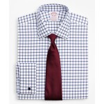 Stretch Madison Relaxed-Fit Dress Shirt, Non-Iron Twill Ainsley Collar French Cuff Grid Check