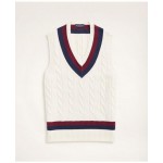 Vintage-Inspired Tennis V-Neck Vest in Supima Cotton