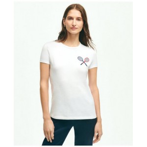 Pique Cotton Needlepoint Tennis T-Shirt