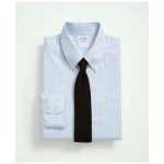 Big & Tall Stretch Supima Cotton Non-Iron Pinpoint Oxford Button-Down Collar, Candy Stripe Dress Shirt