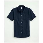 Stretch Cotton Seersucker Button-Down Collar Short-Sleeve Sport Shirt