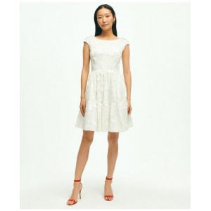 Cotton A-Line Floral Applique Embroidered Dress