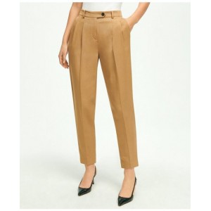 Slim Pleat-Front Cropped Pants