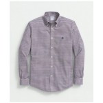 Stretch Cotton Non-Iron Oxford Polo Button-Down Collar, Mini-Graph Checked Shirt
