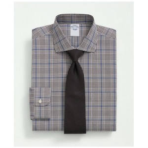 Stretch Supima Cotton Non-Iron Pinpoint English Collar, Glen Plaid Dress Shirt