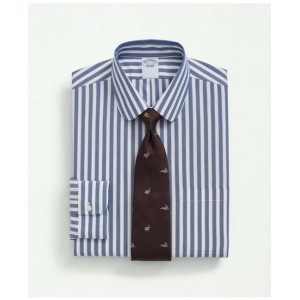 Big & Tall Stretch Supima Cotton Non-Iron Pinpoint Club Collar, Striped Dress Shirt