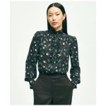 Creped Owl Print Blouse